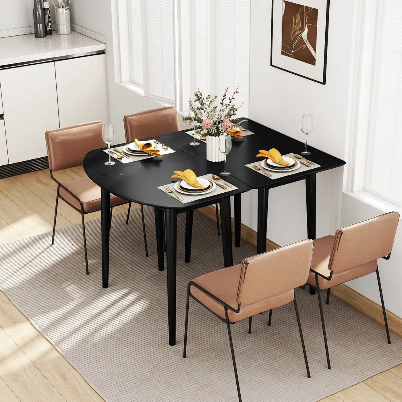Extendable Dining Table Set with 2 Half-Round and 1 Rectangular Tables by DirectDeals