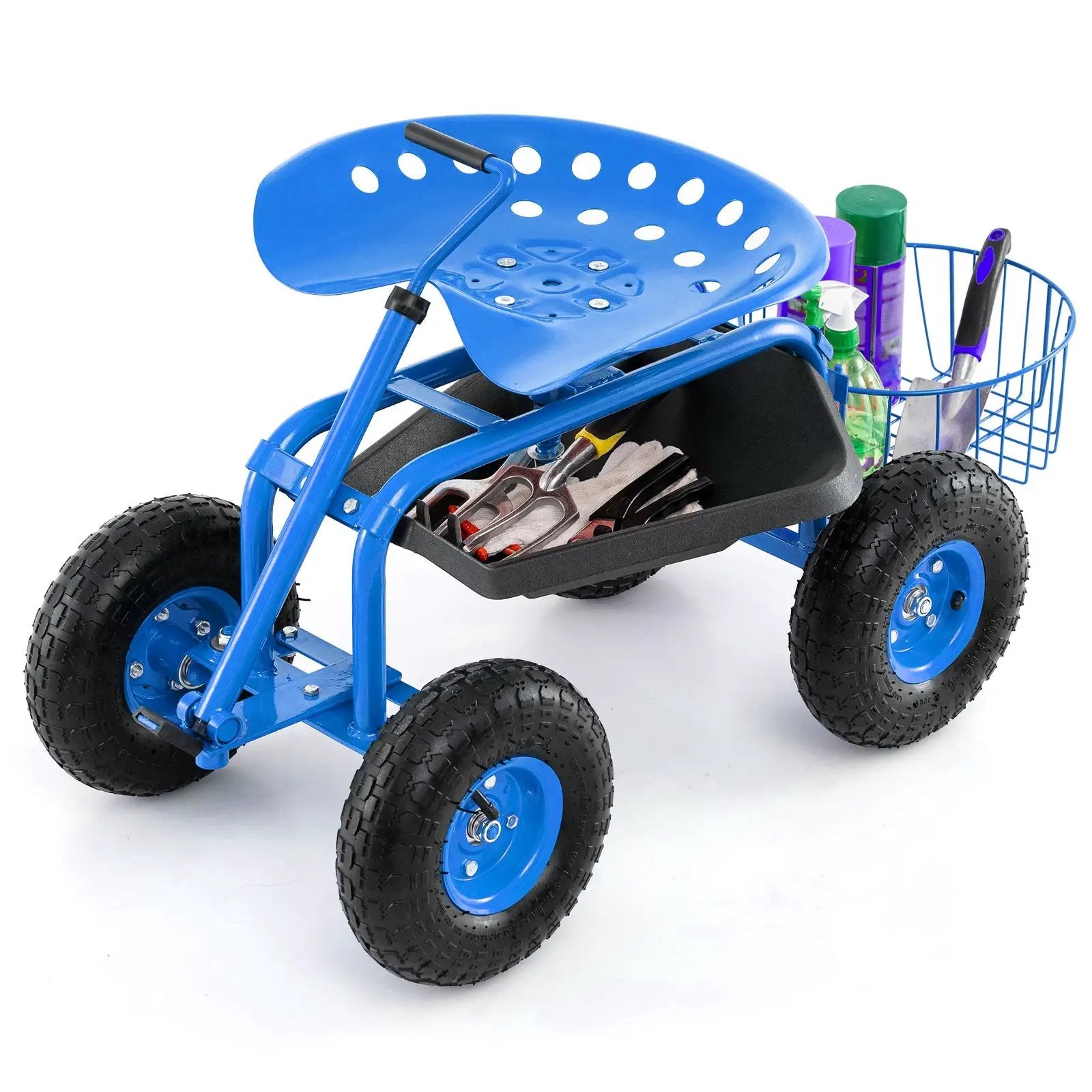 リンカーンバローズ　Stone  Extendable Handle Garden Cart Rolling Wagon Scooter