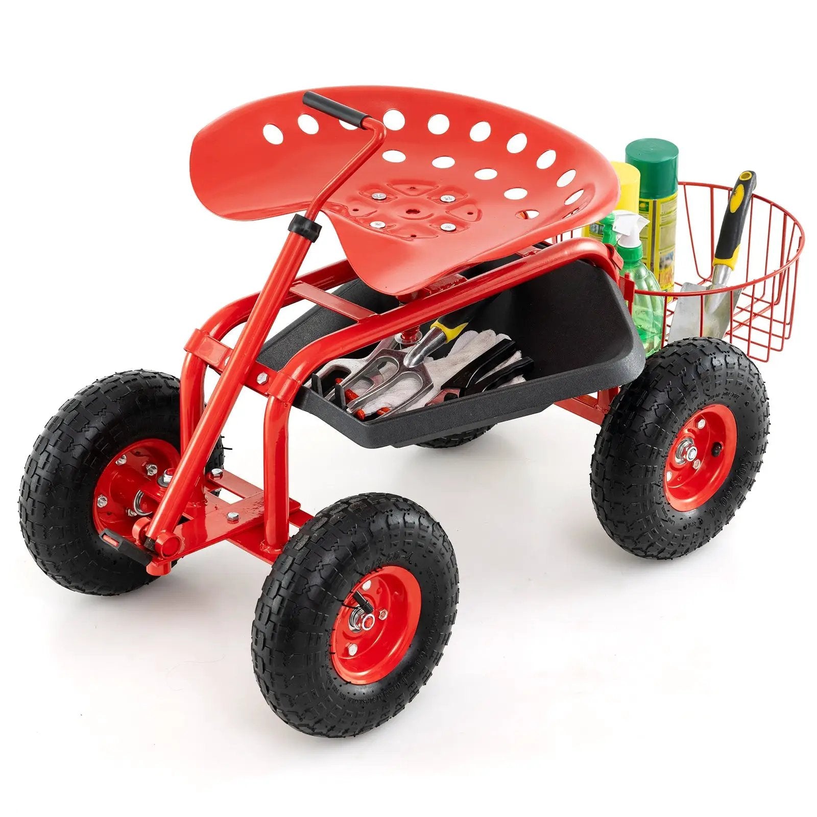 Extendable Handle Garden Cart Rolling Wagon Scooter