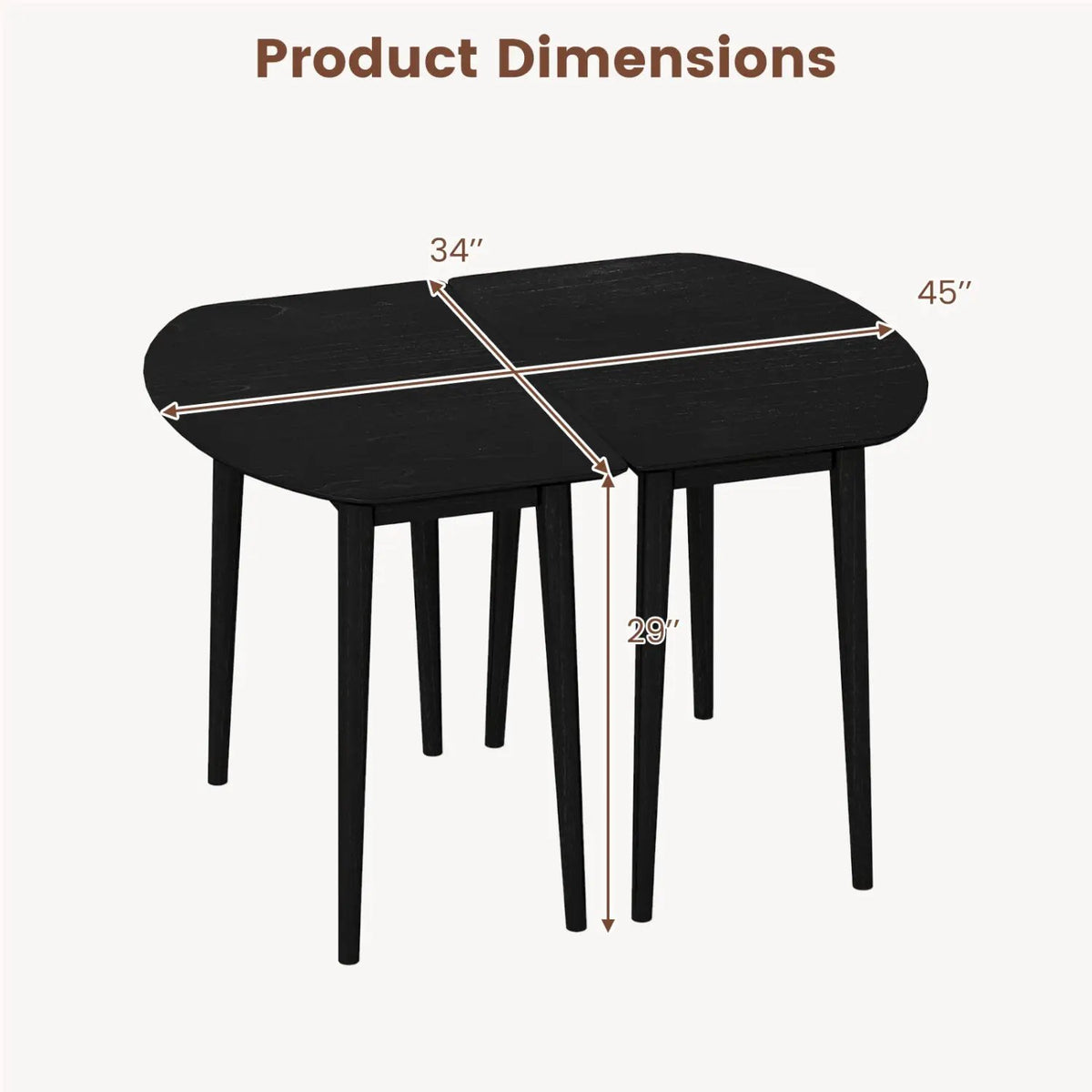Extendable Oval Dining Table Set with 2 Half-Round Tables for 4-6 People by DirectDeals