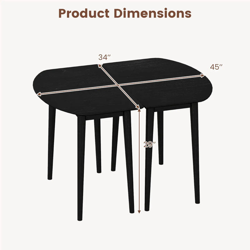 Extendable Oval Dining Table Set with 2 Half-Round Tables for 4-6 People by DirectDeals