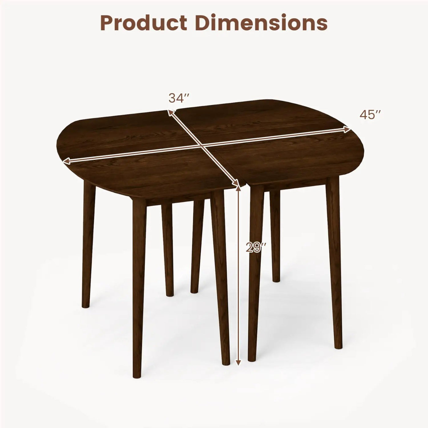 Extendable Oval Dining Table Set with 2 Half-Round Tables for 4-6 People by DirectDeals