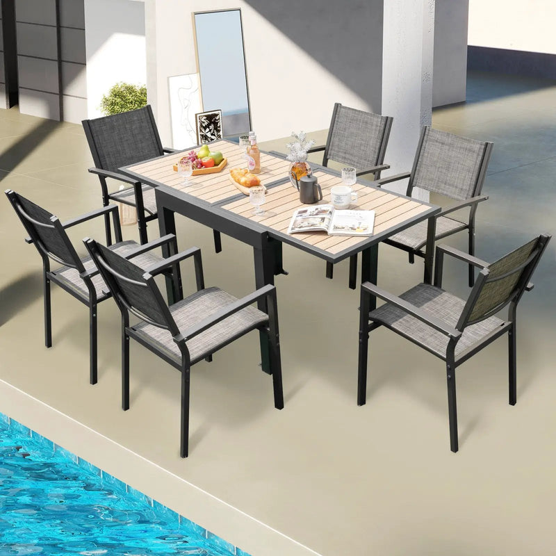 31.5-63 Inches Extendable Patio Table for 4-6 People-Natural by DirectDeals