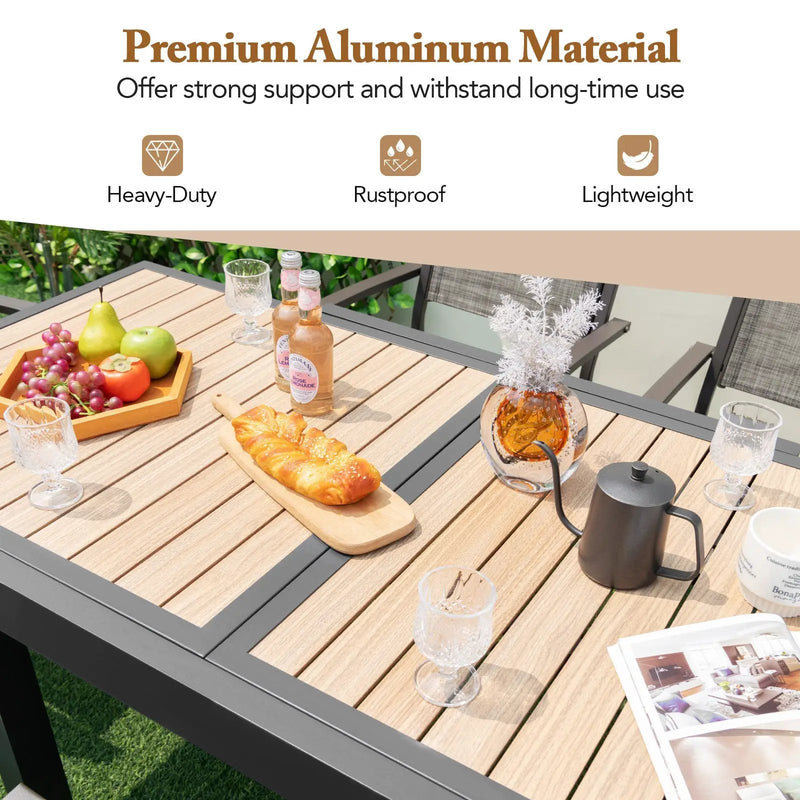31.5-63 Inches Extendable Patio Table for 4-6 People-Natural by DirectDeals