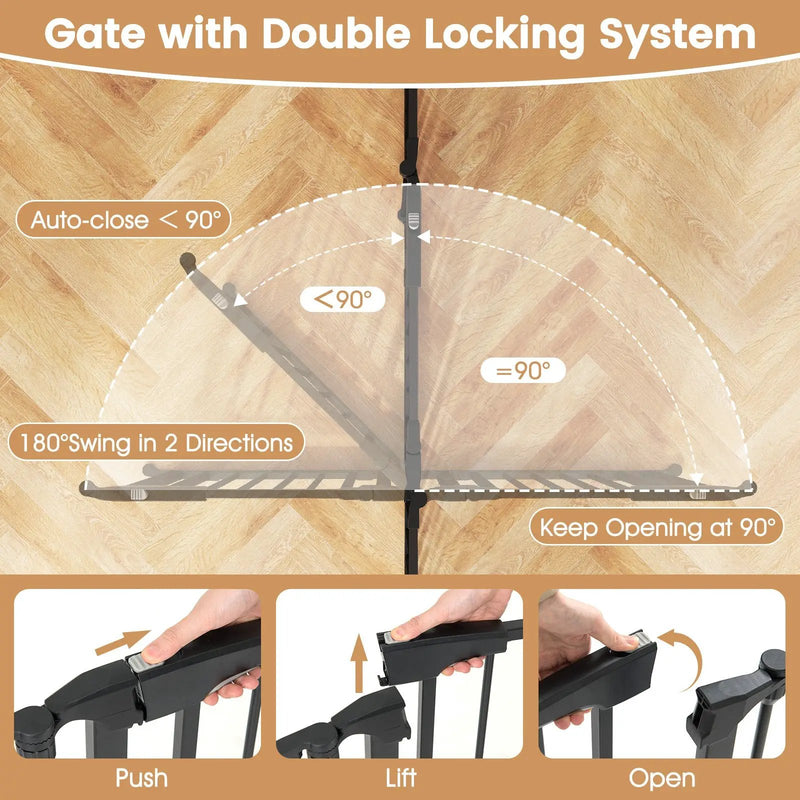 Extra Wide Baby Gate Fits 34.5-154" Openings 6-Panel Adjustable Pet Safety Fence by DirectDeals