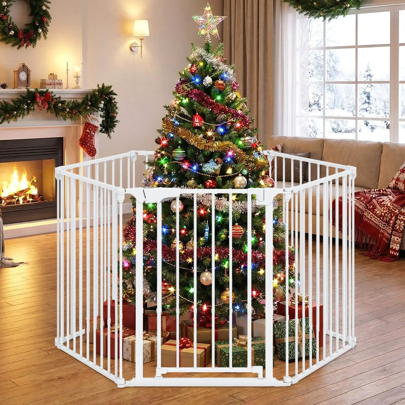 Extra Wide Baby Gate Fits 34.5-154" Openings 6-Panel Adjustable Pet Safety Fence by DirectDeals