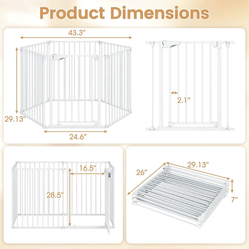 Extra Wide Baby Gate Fits 34.5-154" Openings 6-Panel Adjustable Pet Safety Fence by DirectDeals