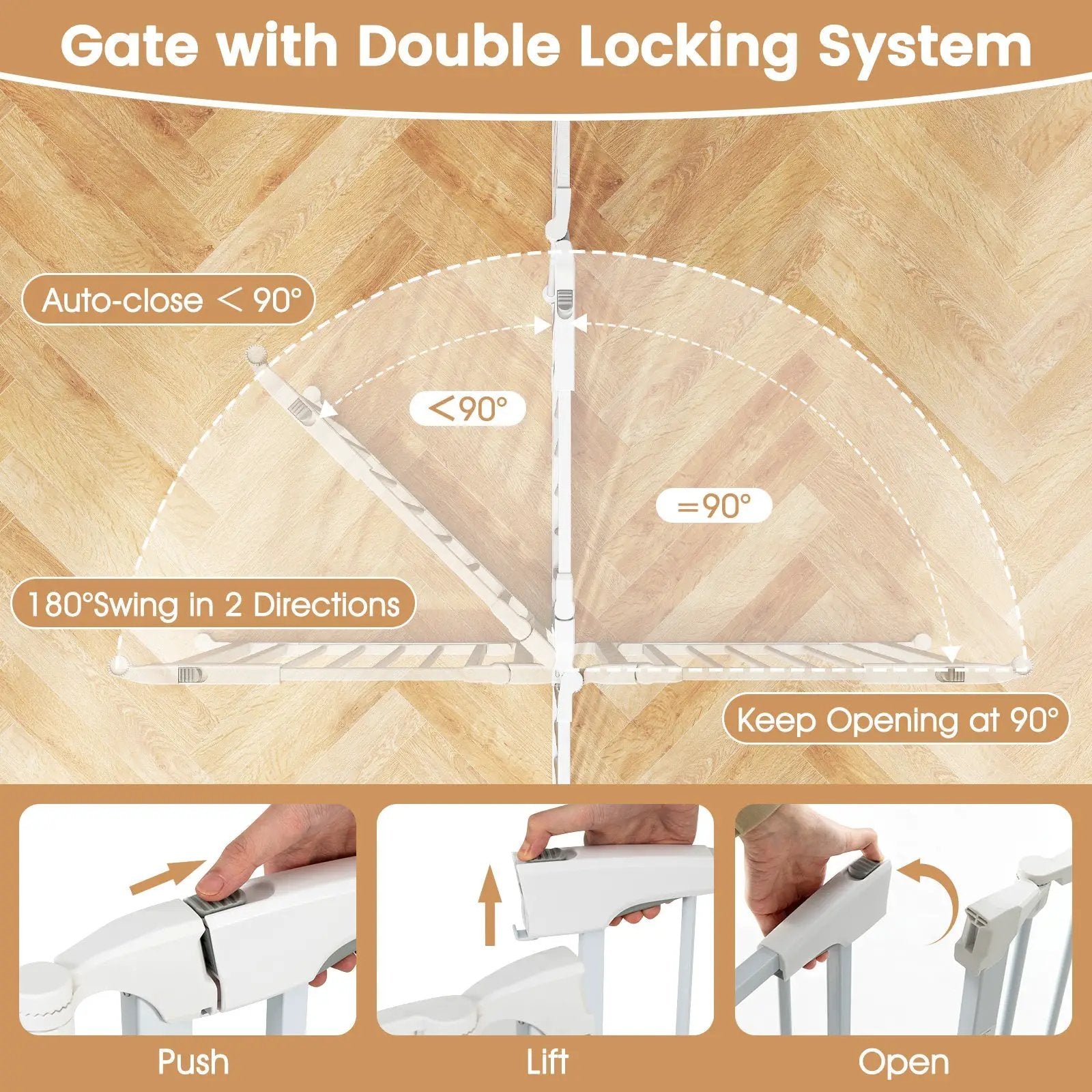 Extra Wide Baby Gate Fits 34.5-154" Openings 6-Panel Adjustable Pet Safety Fence by DirectDeals