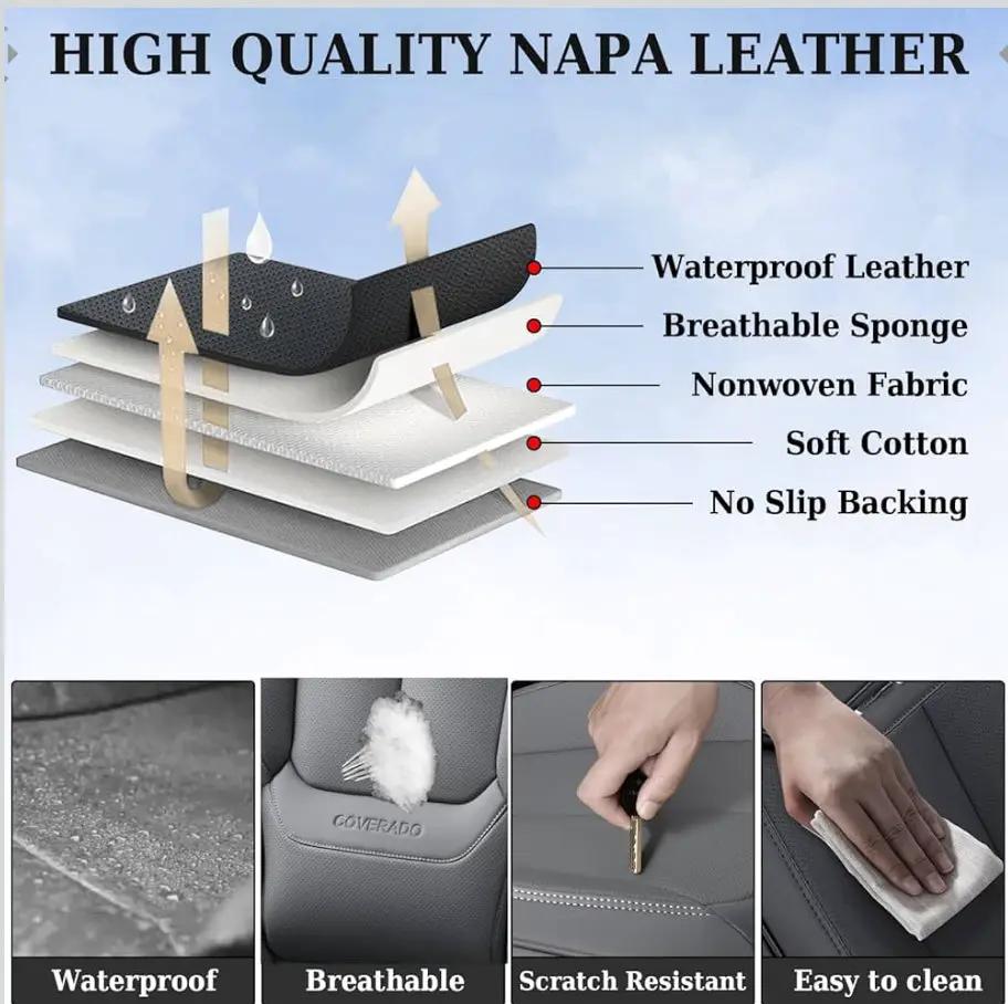 Open Box Coverado Car Seat Covers Full Set, Seat Covers for Cars, Gray Car Seat Cover, Car Seat Protector Waterproof, Nappa Leather Car Seat Cushion, by Selzalot