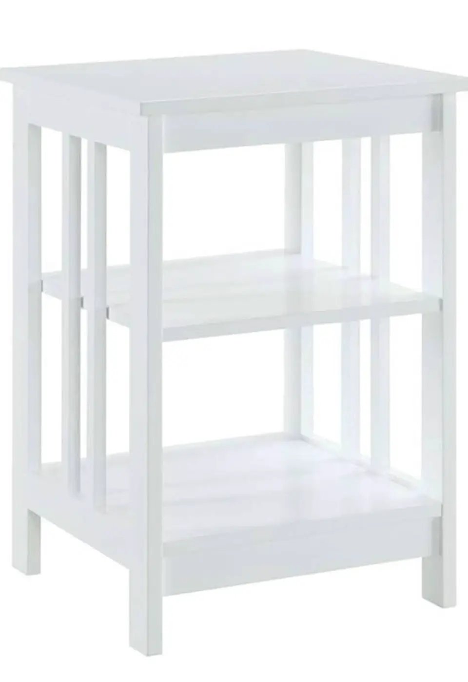 Open box Convenience Concepts Mission End Table with Shelves, White by Selzalot