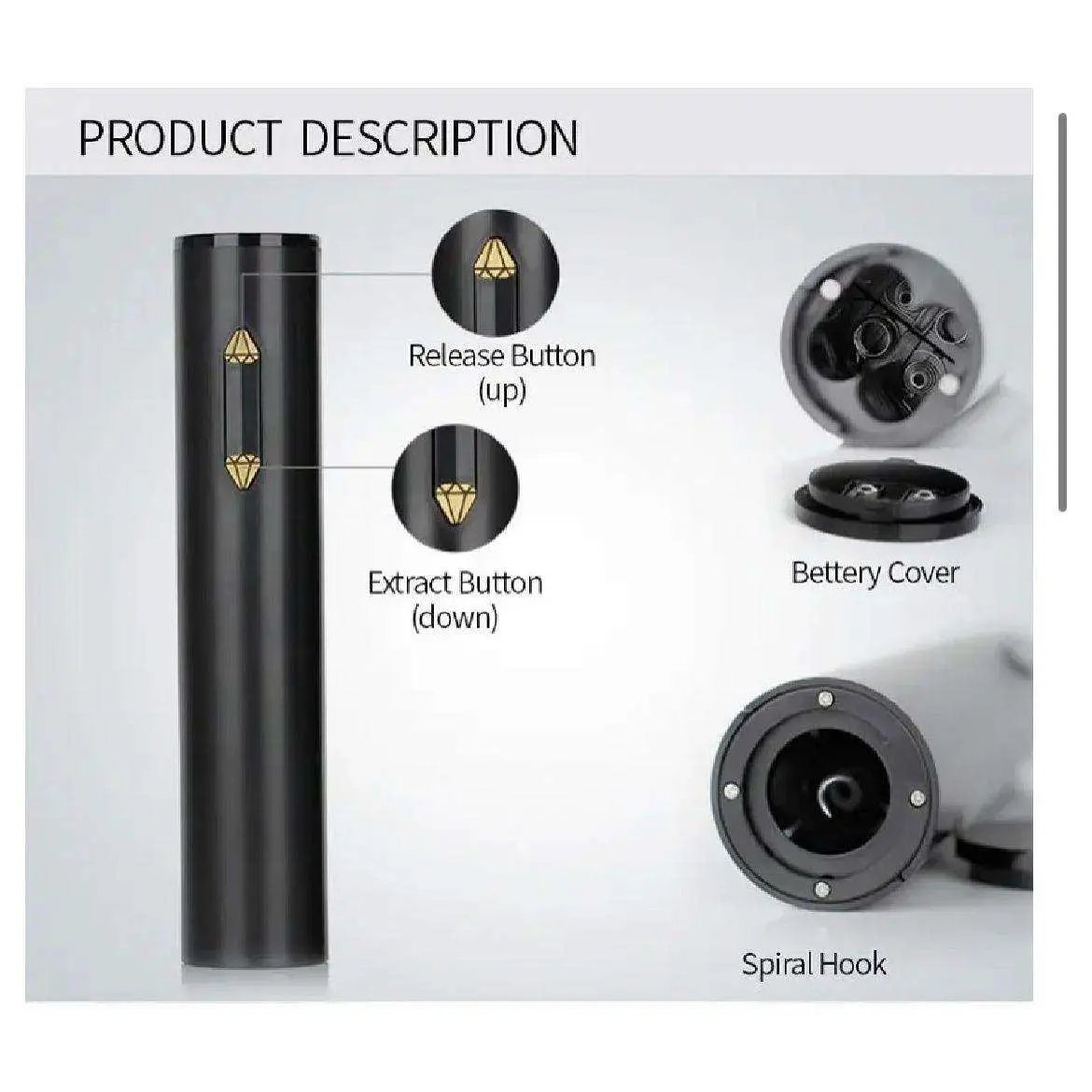 SELZALOT All Black Plastic Electric Wine Opener by Selzalot