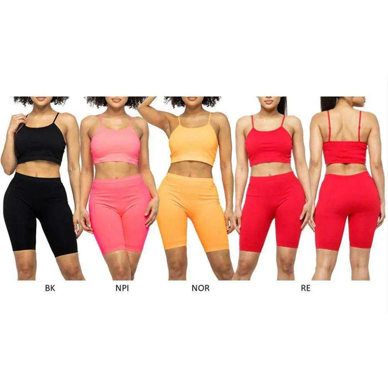 SEAMLESS CROP TANK & BIKER SHORT SET by Selzalot