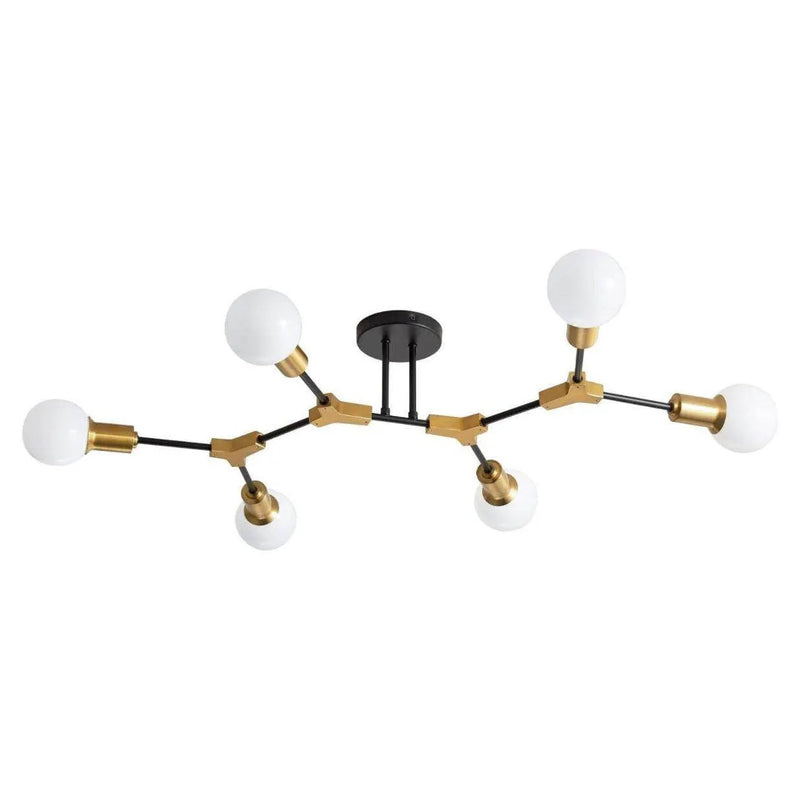 Epinl Modern Sputnik Light Fixture 6-Lights Chandelier Black and Gold Chandelier Metal Semi Flush Mount Ceiling Light for Bedroom Living Room Hallway.E26 Socket by Selzalot