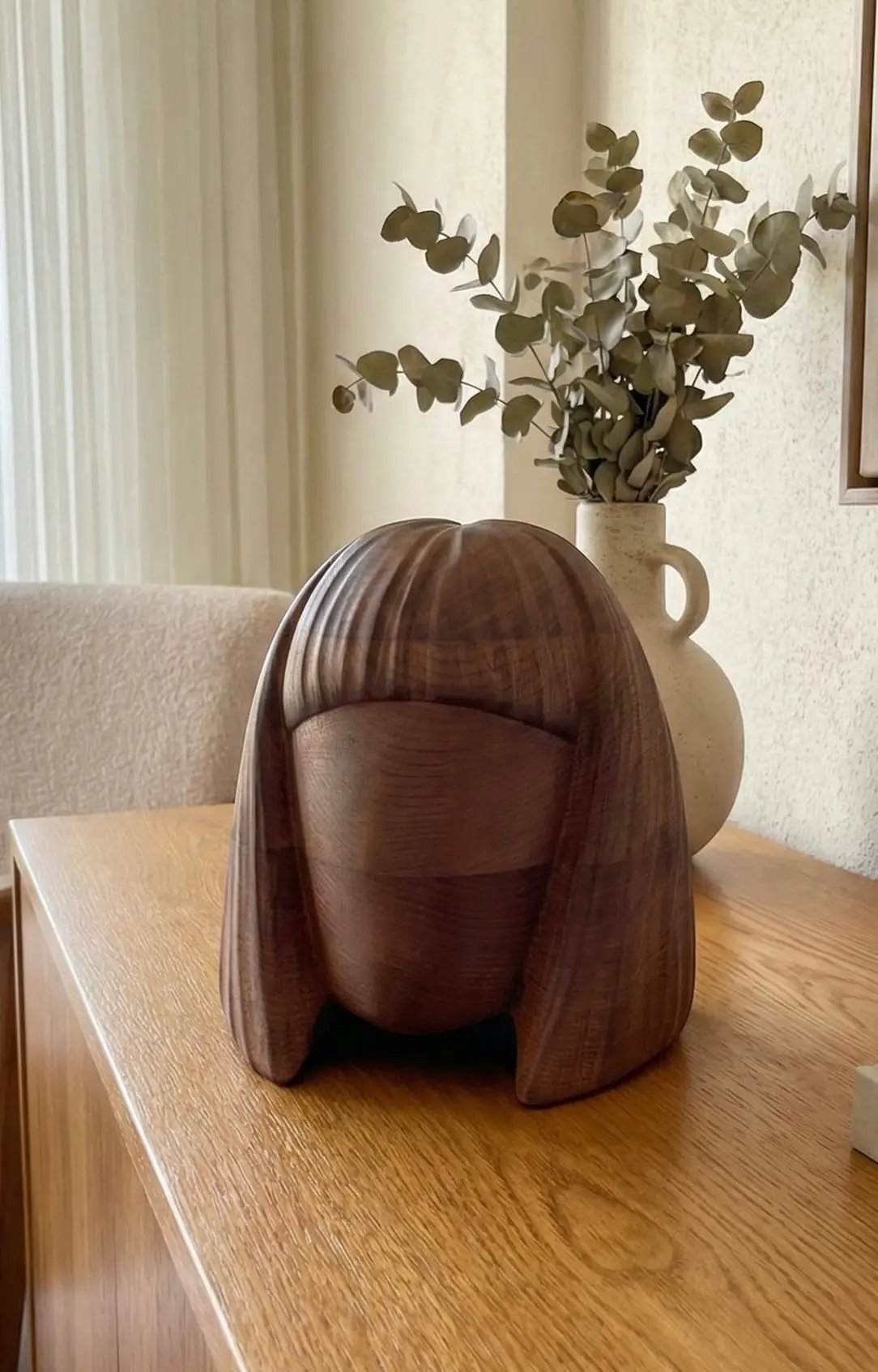 Wooden Women Head Sculpture by Gizz