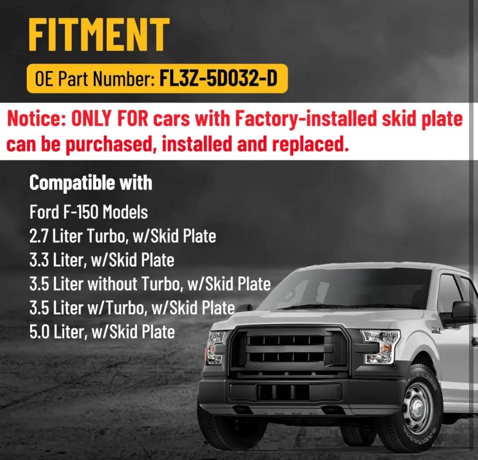 Racewill Lower Front Splash Shield Black Engine Splash Guard FL3Z-5D032-D Compatible with 2018-2022 Ford F-150 (Replacement for Vehicles with Factory- by Selzalot