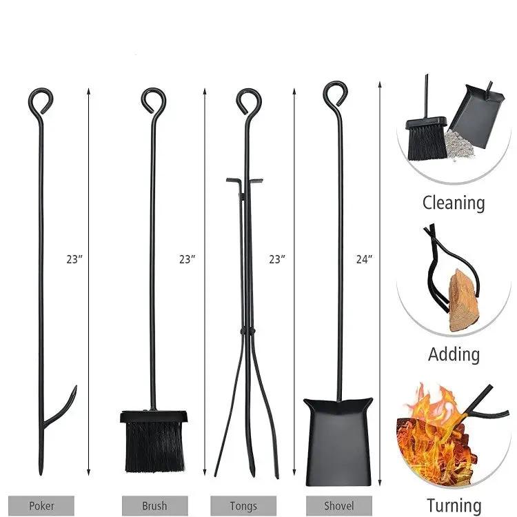 Indoor/Outdoor Heavy Duty Steel Firewood Storage w/ Kindling Holders, Shovel by HomePacific