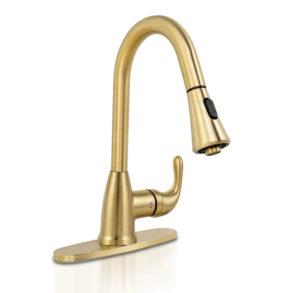 1-handle Pull-down Sprayer Kitchen Faucet With Deckplate 803 Gold Matte