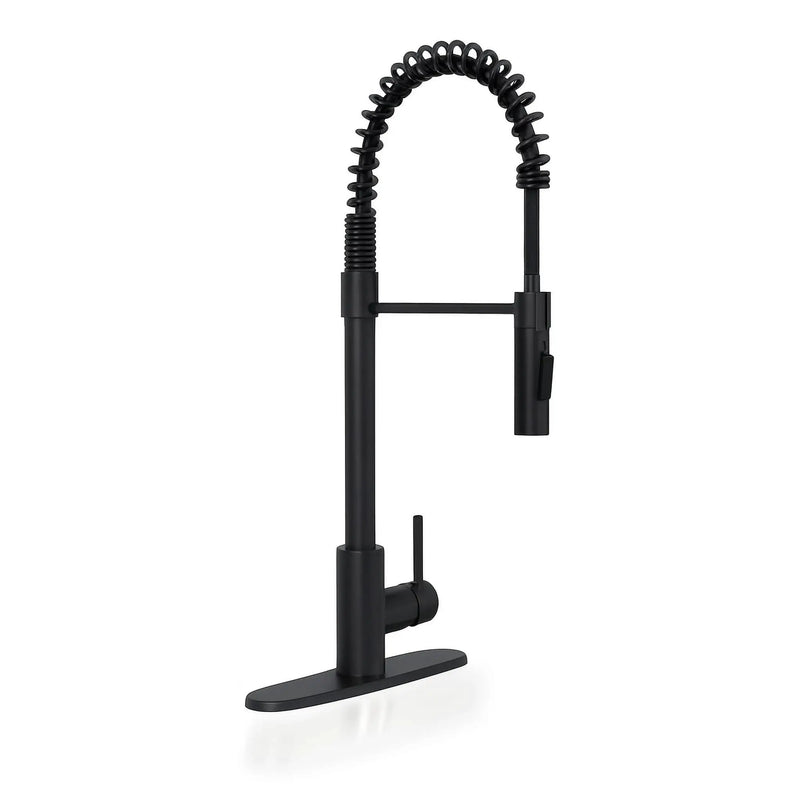 Pull-down Kitchen Faucet 804: Matte Black With Deckplate by MSI Surfaces