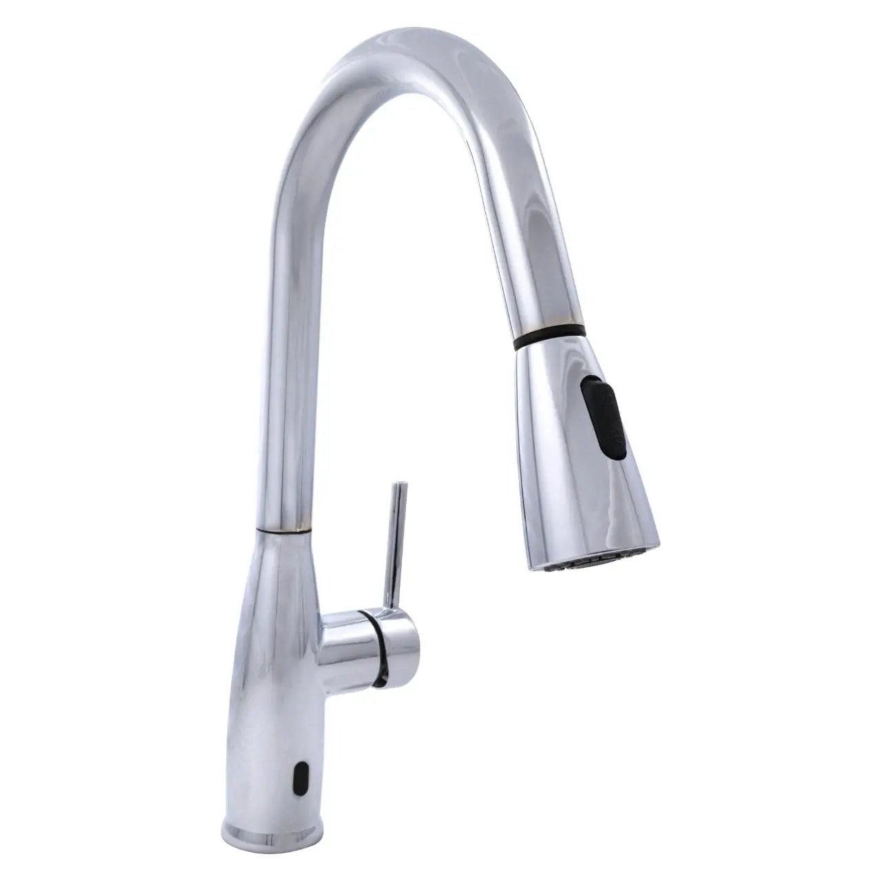 Touch-less Infrared Sensor Kitchen Faucet 812 Chrome Tiles close up