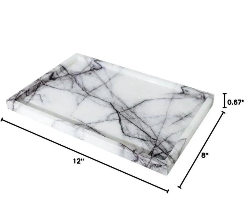 Open box DUANYAN Real Luxurious Vanity Tray Natural Genuine Marble Storage Tray for Home Decor Stone Tray for Bathroom/Kitchen/Vanity/Dresser Non-Res by Selzalot