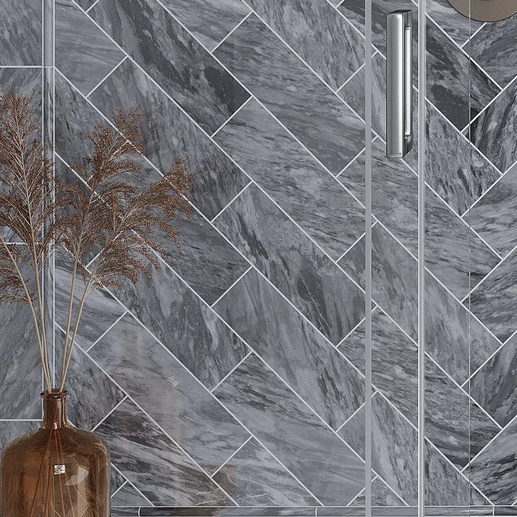 Gray 4x12 Polished Subway Bardiglio Nuvolato Marble Tile (15 pack, 5 sq ft/case) by Apollo Tile
