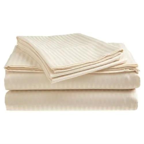 Full size Dobby Stripe Sateen Sheet Set in Beige Microfiber by HomePacific