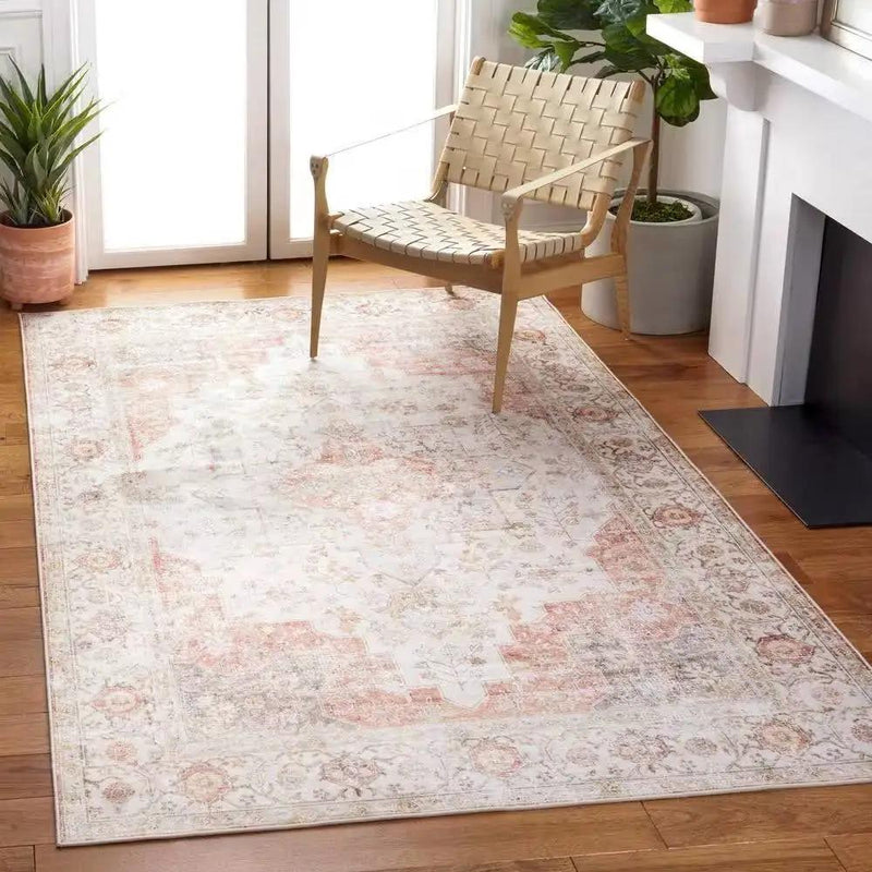 5 ft. x 8 ft. Traditional Persian Style Washable Boho Light Grey Red Area Rug by HomePacific