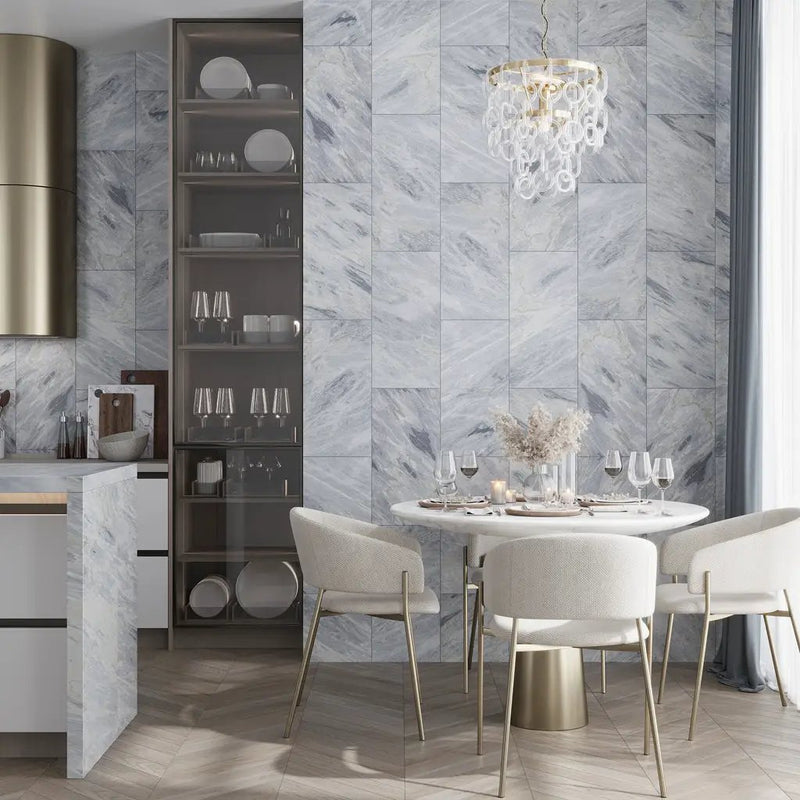 Gray 12x24 Honed Calacatta Bluette Marble Large Format Tile (5 pack, 10 sq ft/case) by Apollo Tile