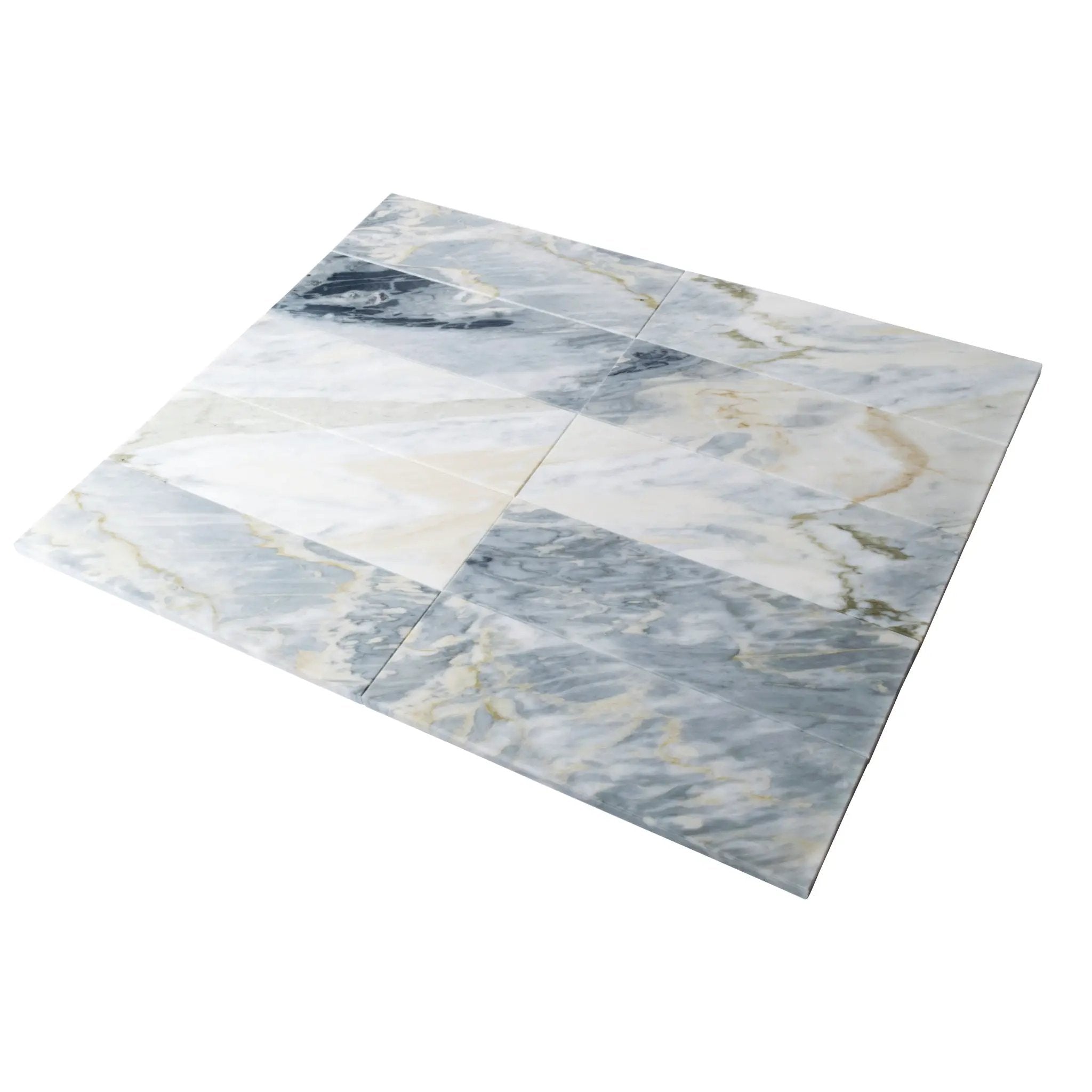 Gray 4x12 Polished Subway Calacatta Bluette Marble Tile (15 pack, 5 sq ft/case) by Apollo Tile