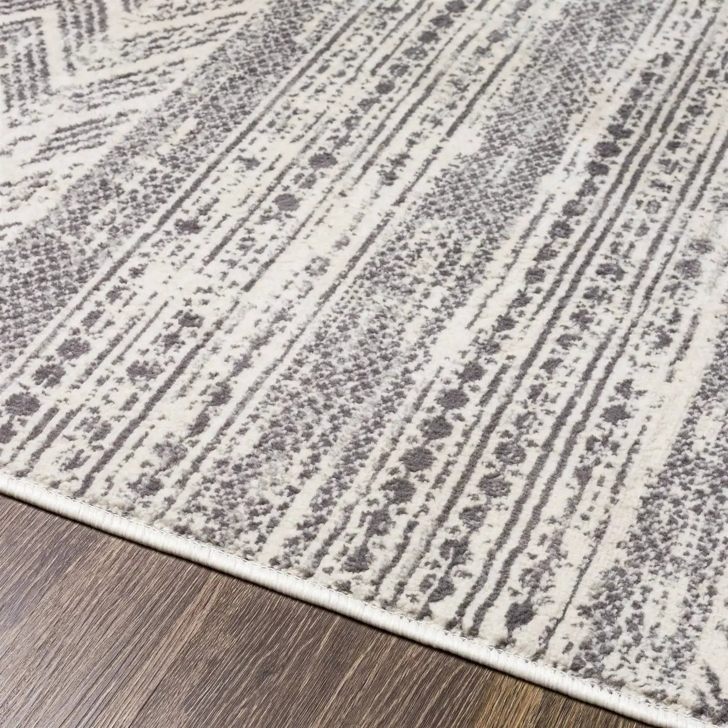 5-ft. x 7-ft. Grey Ivory Chevron Stripe Geometric Boho Style Area Rug by HomePacific