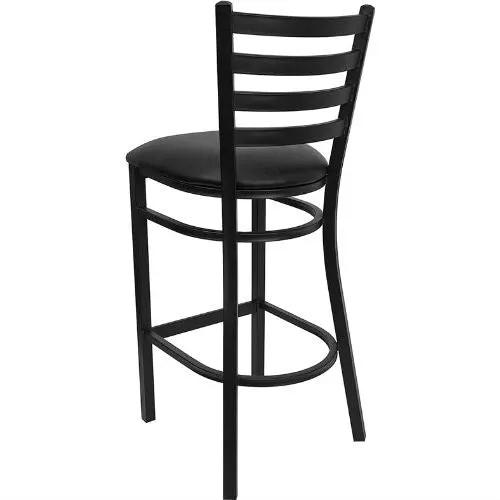 Black Metal Ladder-Back Restaurant Style Bar Stool by HomePacific