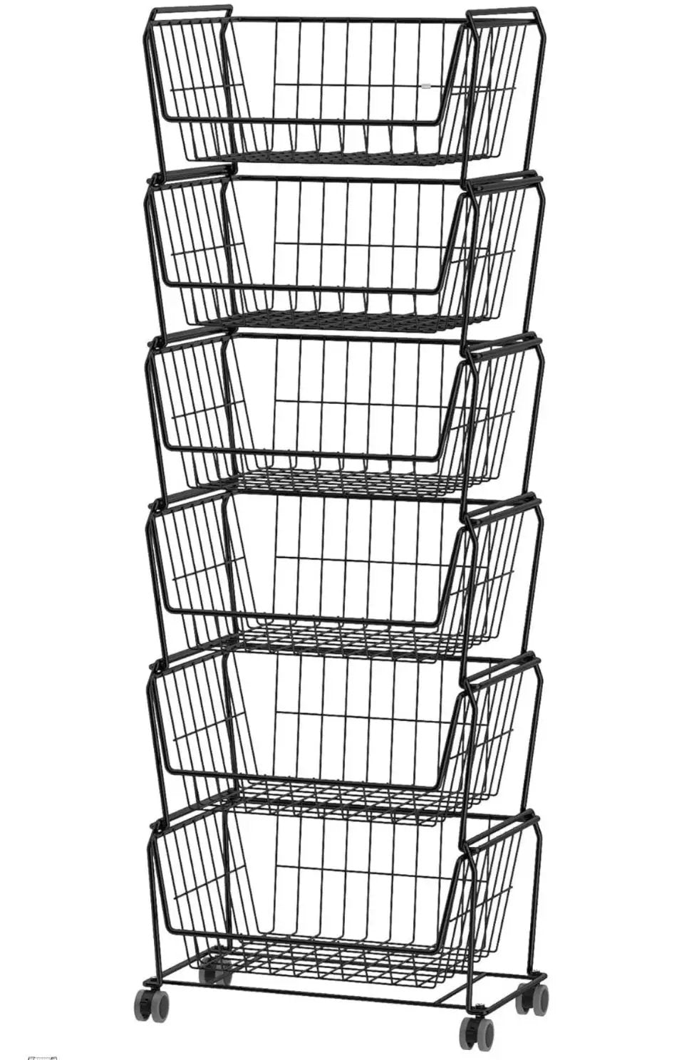Open box PUSDON Stackable Metal Storage Carts, Dual Use Shelf for Kitchen Fruit Vegetable Baskets with Wheels, Storage Rack for Living Room, Home & Of by Selzalot