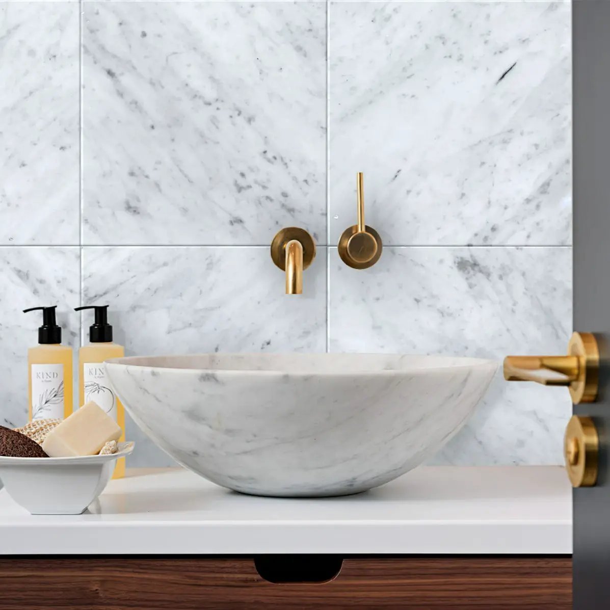 White 12x12 Honed Field Bianco Carrara Marble Tile (10 pack, 10 sq ft/case) by Apollo Tile