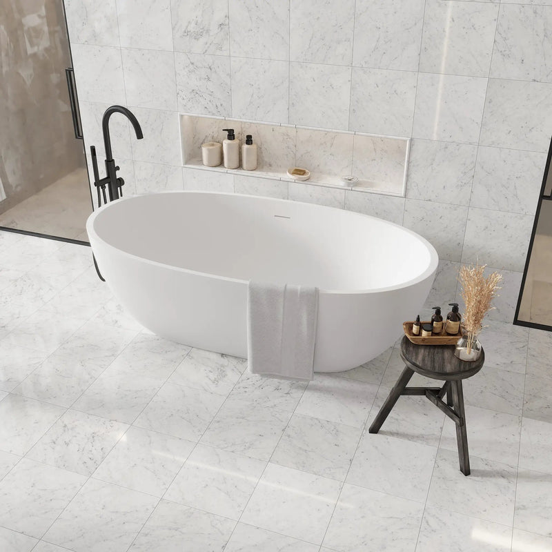 White 12x12 Polished Field Bianco Carrara Marble Tile (10 pack, 10 sq ft/case) by Apollo Tile
