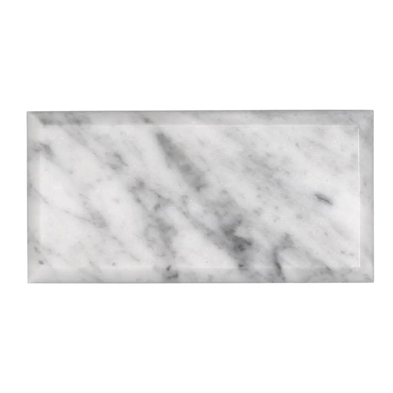 White 3x6 Polished Beveled Subway Bianco Carrara Marble Tile (40 pack, 5 sq ft/case) by Apollo Tile