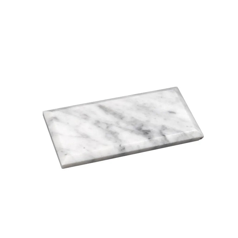 White 3x6 Polished Beveled Subway Bianco Carrara Marble Tile (40 pack, 5 sq ft/case) by Apollo Tile