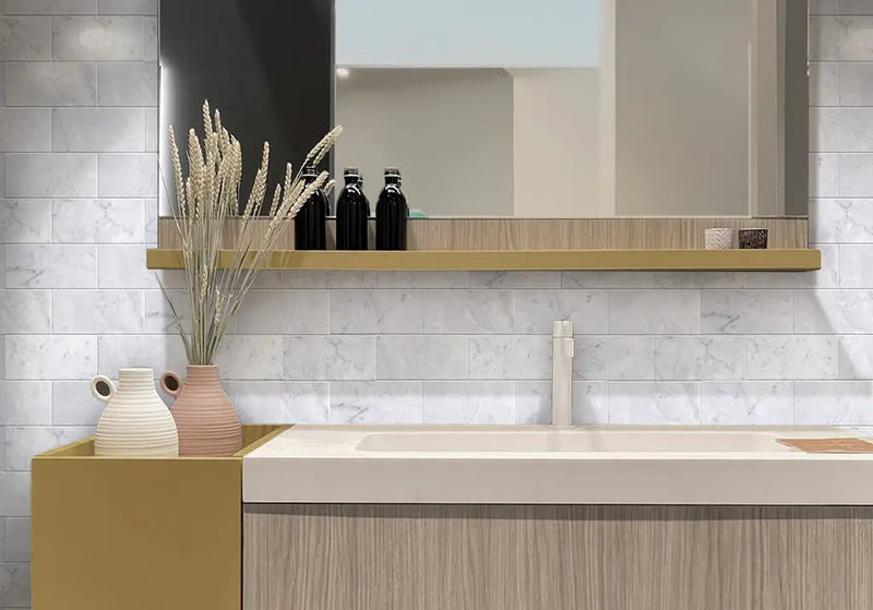 White 3x6 Honed Subway Bianco Carrara Marble Tile (40 pack, 5 sq ft/case) by Apollo Tile