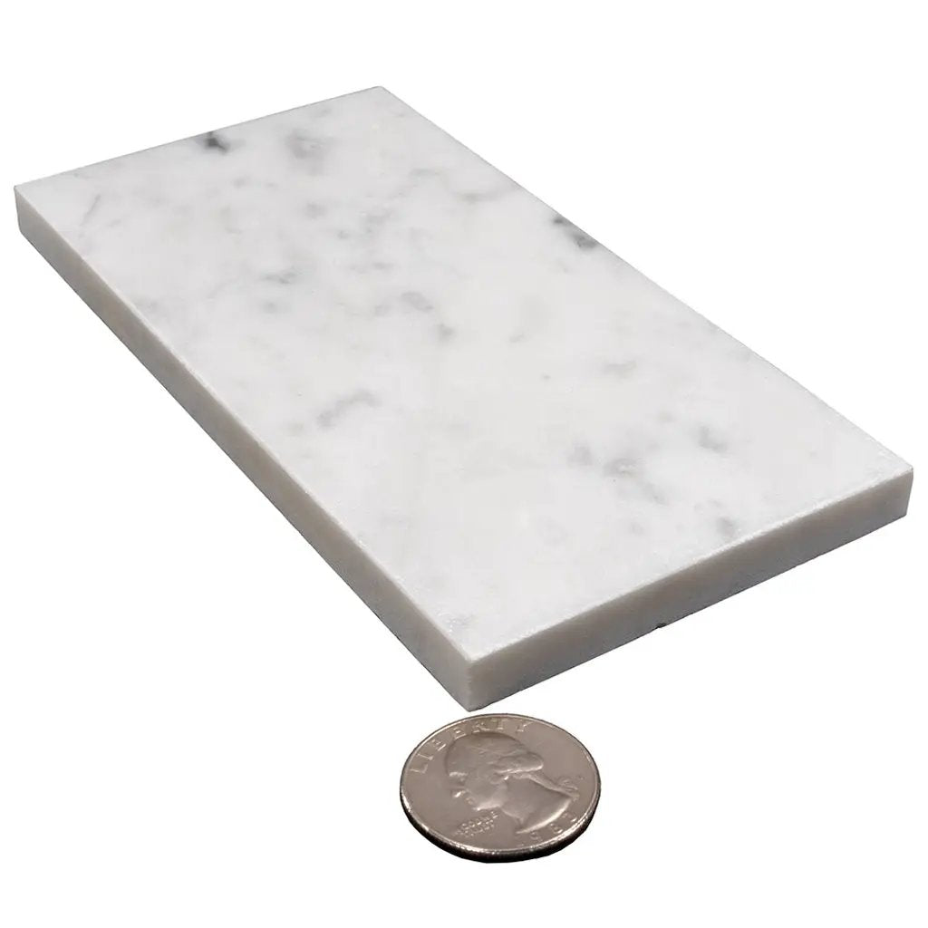 White 3x6 Polished Subway Bianco Carrara Marble Tile (40 pack, 5 sq ft/case) by Apollo Tile