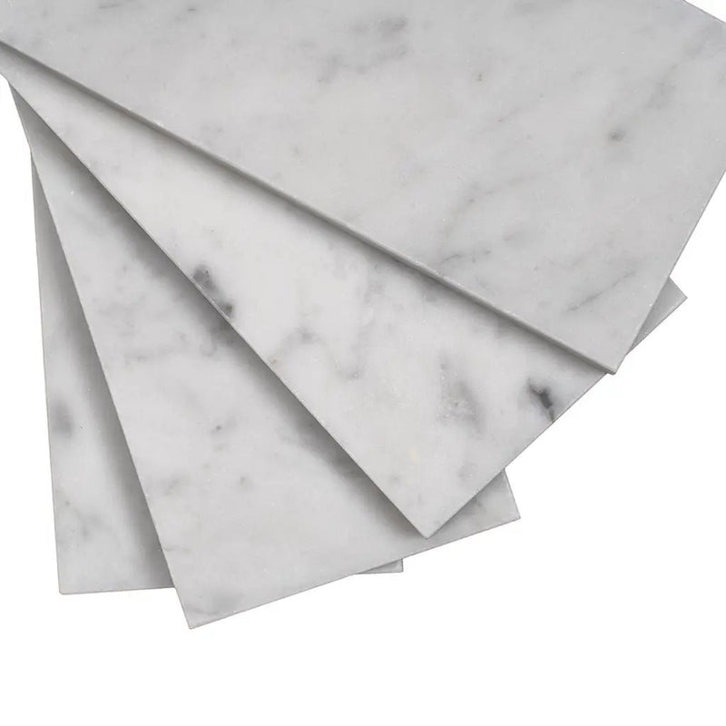 White 3x6 Polished Subway Bianco Carrara Marble Tile (40 pack, 5 sq ft/case) by Apollo Tile