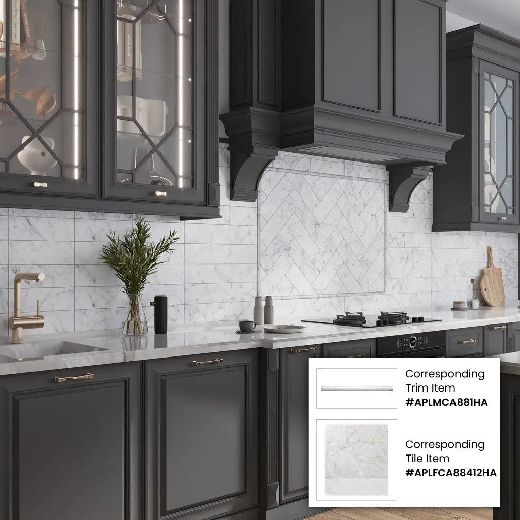 White 4x12 Honed Subway Bianco Carrara Marble Tile (15 pack, 5 sq ft/case) by Apollo Tile