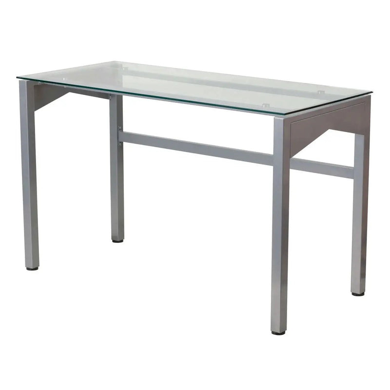 Rectangular Writing Table Office Desk with Clear Tempered Glass Surface by HomePacific