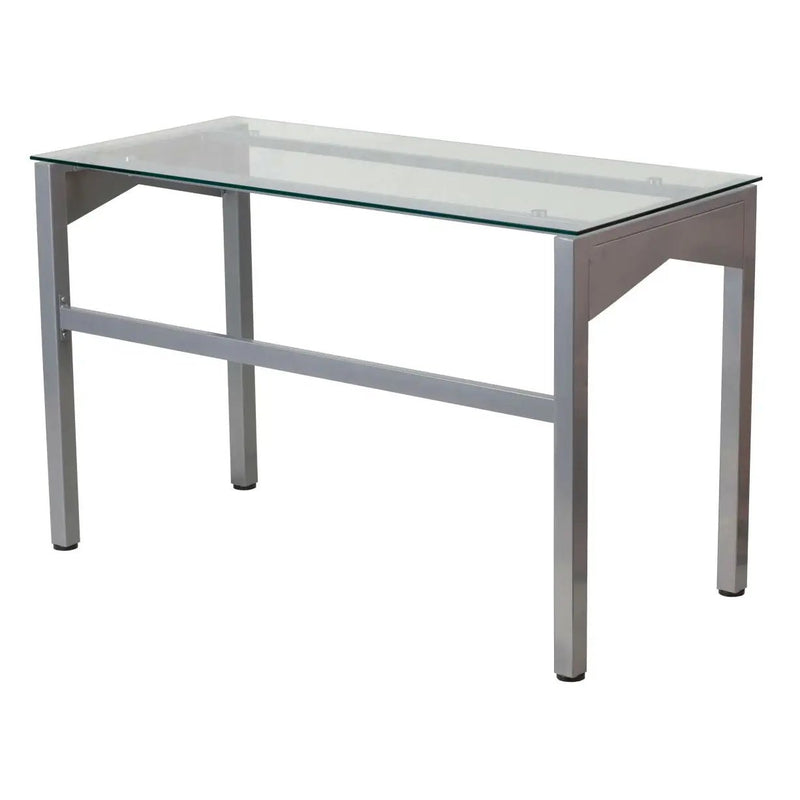 Rectangular Writing Table Office Desk with Clear Tempered Glass Surface by HomePacific