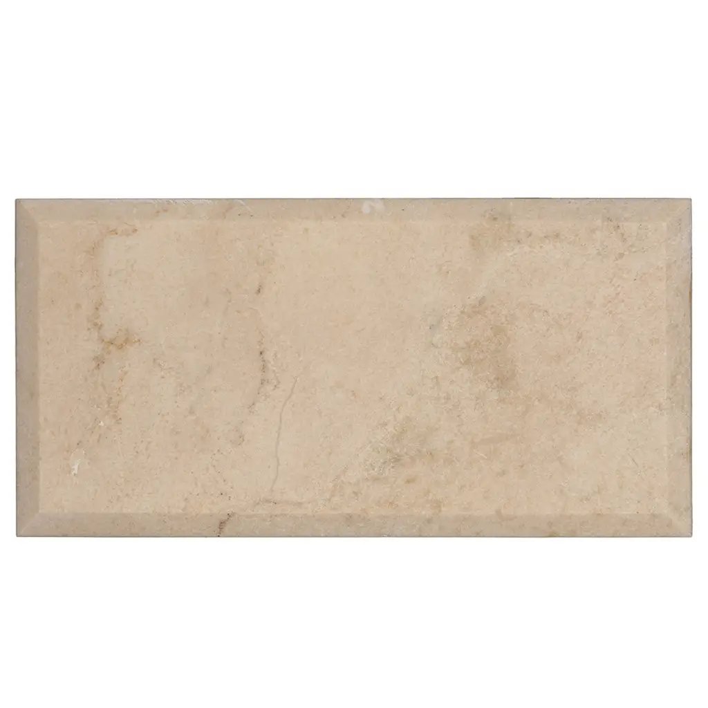 Beige 3x6 Polished Beveled Subway Crema Marfil Marble Tile (40 pack, 5 sq ft/case) by Apollo Tile