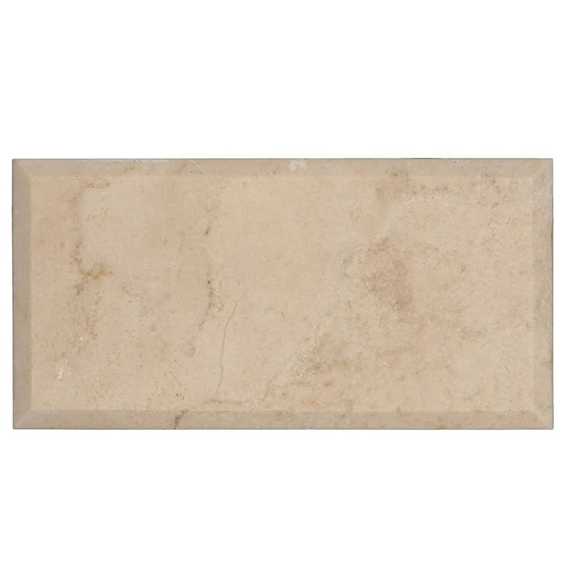 Beige 3x6 Polished Beveled Subway Crema Marfil Marble Tile (40 pack, 5 sq ft/case) by Apollo Tile