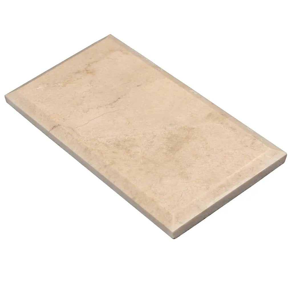 Beige 3x6 Polished Beveled Subway Crema Marfil Marble Tile (40 pack, 5 sq ft/case) by Apollo Tile