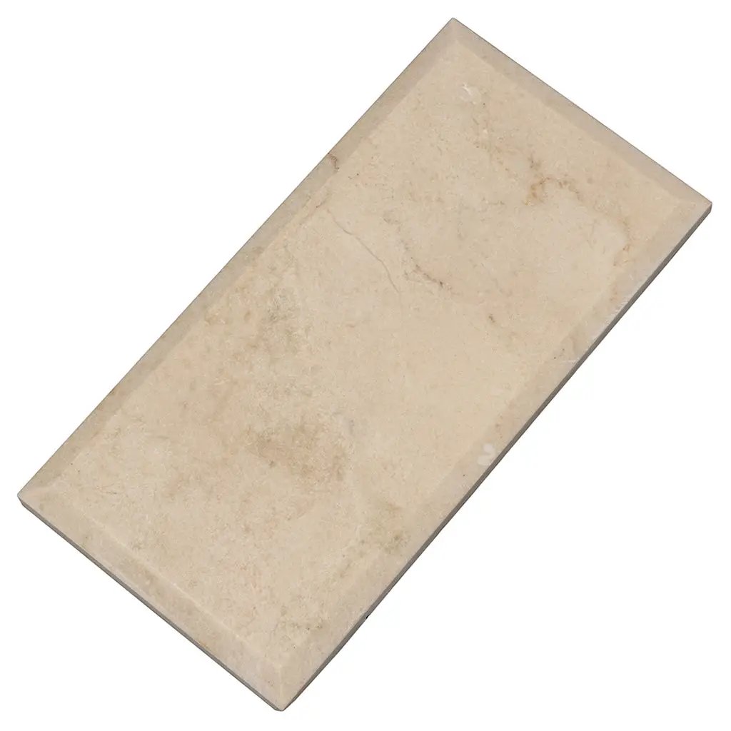Beige 3x6 Polished Beveled Subway Crema Marfil Marble Tile (40 pack, 5 sq ft/case) by Apollo Tile
