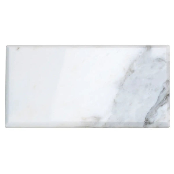 White 3x6 Polished Beveled Subway Calacatta Gold Marble Tile (40 pack, 5 sq ft/case), photo 2 of 11