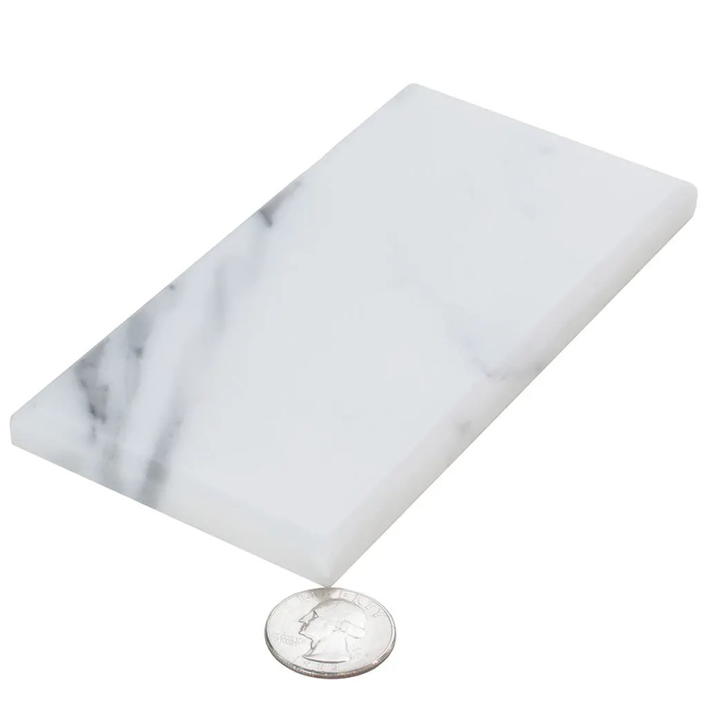 White 3x6 Polished Beveled Subway Calacatta Gold Marble Tile (40 pack, 5 sq ft/case) by Apollo Tile