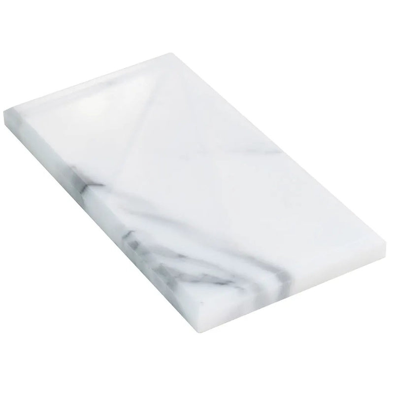 White 3x6 Polished Beveled Subway Calacatta Gold Marble Tile (40 pack, 5 sq ft/case) by Apollo Tile