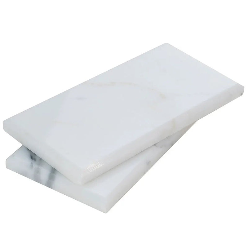 White 3x6 Polished Beveled Subway Calacatta Gold Marble Tile (40 pack, 5 sq ft/case) by Apollo Tile